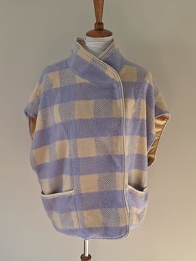 Andersen & Lauth Plaid  Jacket Vest Tan and Lavender